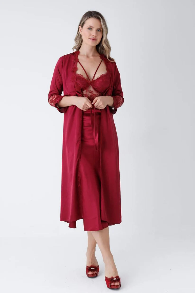 Premium 6-Piece Satin Night Suit