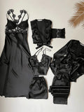 Premium 6-Piece Satin Night Suit