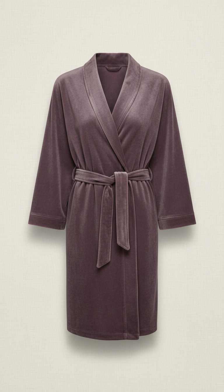Velour Lounge Robe with Sash Tie