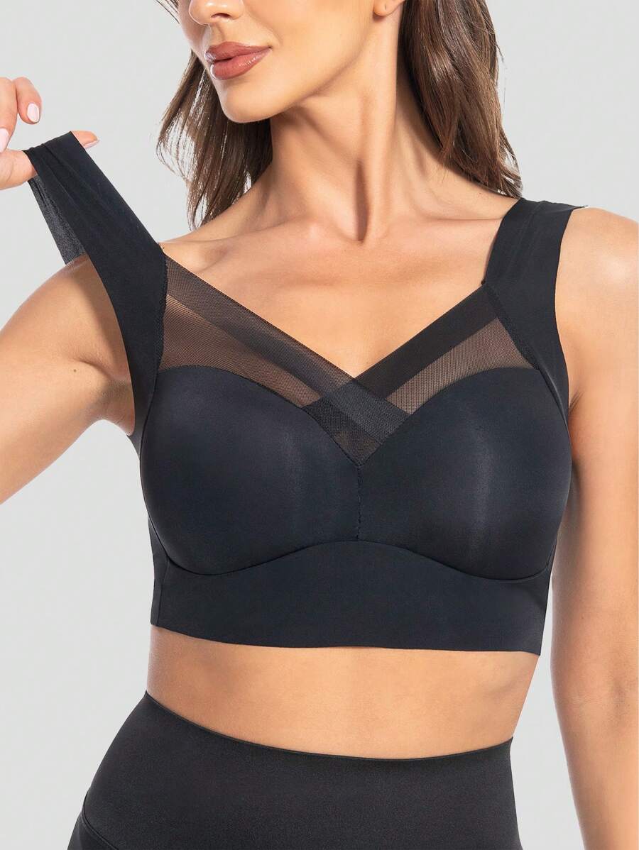 Seamless Mesh Accent Comfort Bra Wireless Lift & Support
